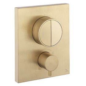 Crosswater MPRO Crossbox Push 2 Outlet Trimset Brushed Brass