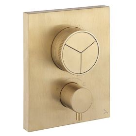 Crosswater MPRO Crossbox Push 3 Outlet Trimset Brushed Brass