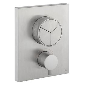 Crosswater MPRO Crossbox Push 3 Outlet Trimset Brushed Stainless Steel 