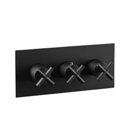 Just Taps Solex Matt Black Landscape Three Outlet Shower Valve
