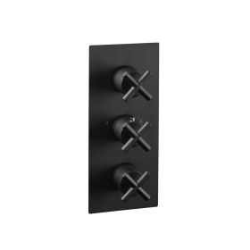 Just Taps Solex Matt Black Portrait Three Outlet Shower Valve