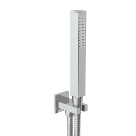 Just Taps Square water outlet and holder with metal hose and slim handshower-Chrome