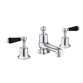 Just Taps Grosvenor Black, Lever 3 Hole Deck Mounted Bath Filler