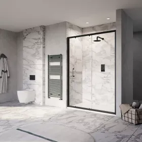 Tissino Rivelo Sliding Shower Doors - Matt Black