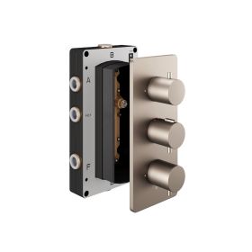 Abacus Ez Box 3.0 Thermostatic Shower Valve 3 Outlet 3 Brushed Nickel Round Handles