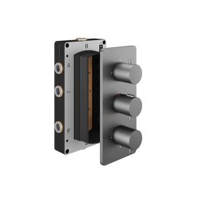 Abacus Ez Box 3.0 Thermostatic Shower Valve 3 Outlet 3 Matt Anthracite Round Handles