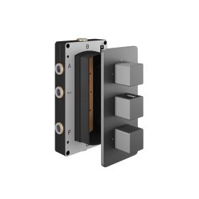 Abacus Ez Box 3.0 Thermostatic Shower Valve 3 Outlet 3 Matt Anthracite Square Handles