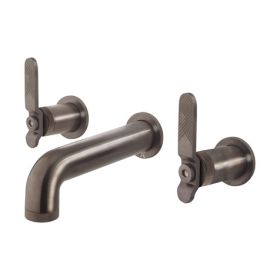 Crosswater UNION Three Hole Wall Mounted Basin Set Levers Brushed Black Chrome