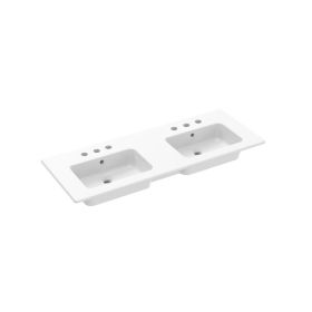 Saneux UNI 120x47cm 2 bowl washbasin 3TH - Gloss White