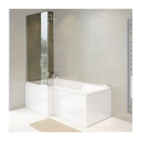 Abacus Vessini L Shaped Bath Screen Chrome