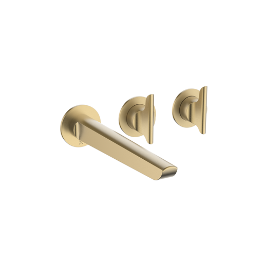 Crosswater Foile Brushed Brass Module 3 Outlet 2 Handle Trimset & Bath Spout