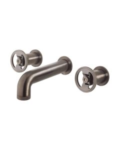 Crosswater UNION Three Hole Wall Mounted Basin Set Brushed Black Chrome