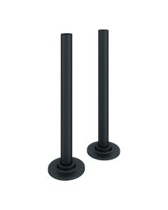 Just Taps Matt Black Set of Pipe and Flanges for Radiators Valves 
