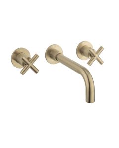 Crosswater MPRO Crosshead Basin 3 Hole Set Brushed Brass - H: 75.5mm P: 192mm