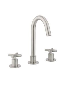 Crosswater MPRO Crosshead Basin 3 Hole Set Brushed Stainless Steel Effect - H: 242mm P: 132.5mm