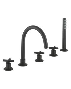 Crosswater MPRO Crosshead Bath 5 Hole Set Matt Black