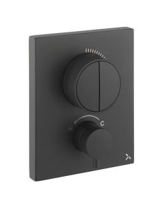 Crosswater MPRO Crossbox Push 2 Outlet Trimset Matt Black 