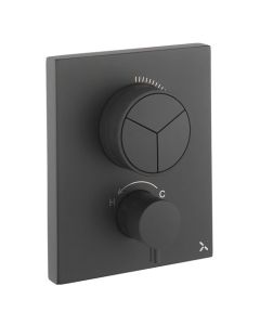 Crosswater MPRO Crossbox Push 3 Outlet Trimset Matt Black 
