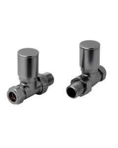 Just Taps Straight Brushed Black Radiator Valve