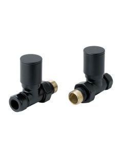 Just Taps Matt Black Straight Radiator Valves