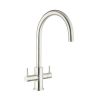 Just Taps Zecca Two Lever Mono Sink Mixer, Swivel Spout