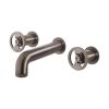 Crosswater UNION Three Hole Wall Mounted Basin Set Brushed Black Chrome