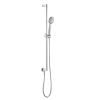Just Taps Curve shower rail with an integrated wall outlet, hose, and multifunction hand shower