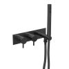 Just Taps VOS  Horizontal Thermostatic Concealed 2 Outlet Shower Valve-Double Designer Handle-Matt Black