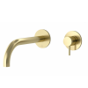 Just Taps Vos Wall Mounted Basin Mixer Tap with 200mm Spout-Brushed Brass