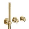 Just Taps VOS Modular Thermostatic Concealed 2 Outlet Shower Valve, Handset Brushed Brass
