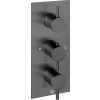 Just Taps VOS thermostatic concealed 3 outlet shower valve, MP 0.5 Brushed Black Designer handle