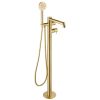 Just Taps Evo Floor standing bath shower mixer with lever and kit Brushed Brass