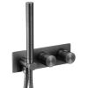 Just Taps Evo Thermostatic concealed 2 outlet shower valve with attached handset Brushed Black