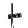 Just Taps Evo Thermostatic concealed 2 outlet shower valve with attached handset Matt Black