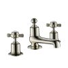 Just Taps Grosvenor Pinch 3-Hole Deck Mounted Basin Mixer Tap-Nickel