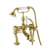 Just Taps Grosvenor Pinch Antique Brass Edition Deck Mounted Bath Shower Mixer with Kit