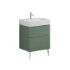 Crosswater Avenue 600mm Two Drawer Vanity with 3TH Ceramic Basin-Sage Green
