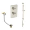 Saneux COS 2 way shower kit - w/ Slim Handset and Slider Rail and Bath filler - Knurled - Brushed Nickel