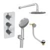 Saneux COS 3 way shower kit - w/ 3 Function Handset and Bath filler and Shower Head - Knurled - Chrome