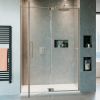 Crosswater Optix 10 Brushed Stainless Steel Pivot Shower Door with Inline Panel