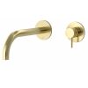 Just Taps  Vos Wall Mounted Single Lever Designer Handle Basin Mixer Tap with 200mm Spout-Brushed Brass