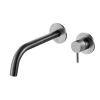 Just Taps VOS Wall Mounted Single Lever Designer Handle Basin Mixer Tap with Spout 200mm-Brushed Black