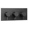 Just Taps Vos Horizontal Thermostatic 2-Outlets Concealed Shower Valve-Triple Designer Handle-Matt Black