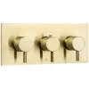 Just Taps Vos Horizontal Thermostatic 3-Outlets Concealed Shower Valve-Triple Designer Handle-Brushed Brass