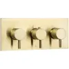 Just Taps Vos Horizontal Thermostatic 2-Outlets Concealed Shower Valve-Triple Designer Handle-Brushed Brass