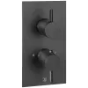 Just Taps Vos Vertical Thermostatic 2-Outlets Concealed Shower Valve-Double Designer Handle-Matt Black