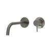 Just taps Vos Single Lever Designer Handle Wall Mounted Basin Mixer with Slim Spout 250mm-Brushed Black