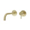 Just Taps VOS Wall Mounted Single Lever Basin Mixer Tap with Slim Spout 150mm-Brushed Brass