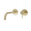 Just Taps Vos Wall Mounted Single Lever Designer Handle Basin Mixer Tap with Slim Spout 200mm-Brushed Brass
