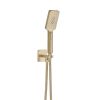 Just Taps Hix Brushed Brass Square Shower Handset, Holder & Hose